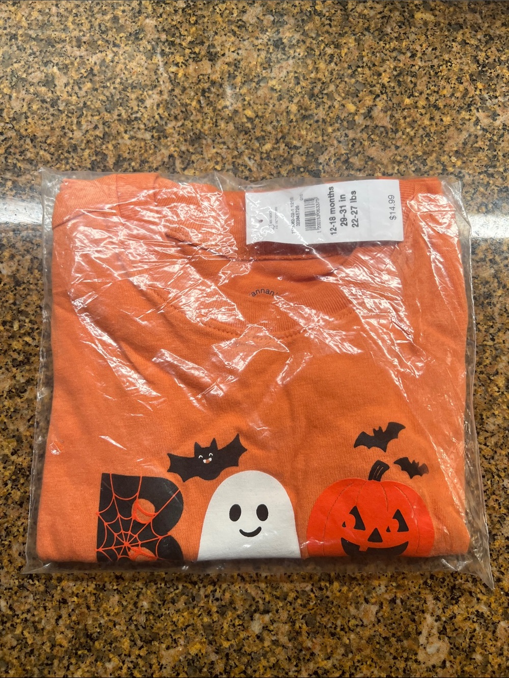 GAP Orange Halloween Tee with Ghost, Pumpkin & Bats